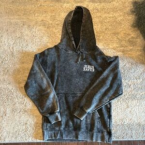 Gray and black smoke Elevated Faith hoodie.